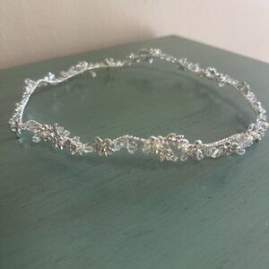 Silver Floral and Pearl Bridal Headpiece